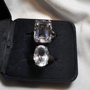 .925 Oxidized silver rings Quartz